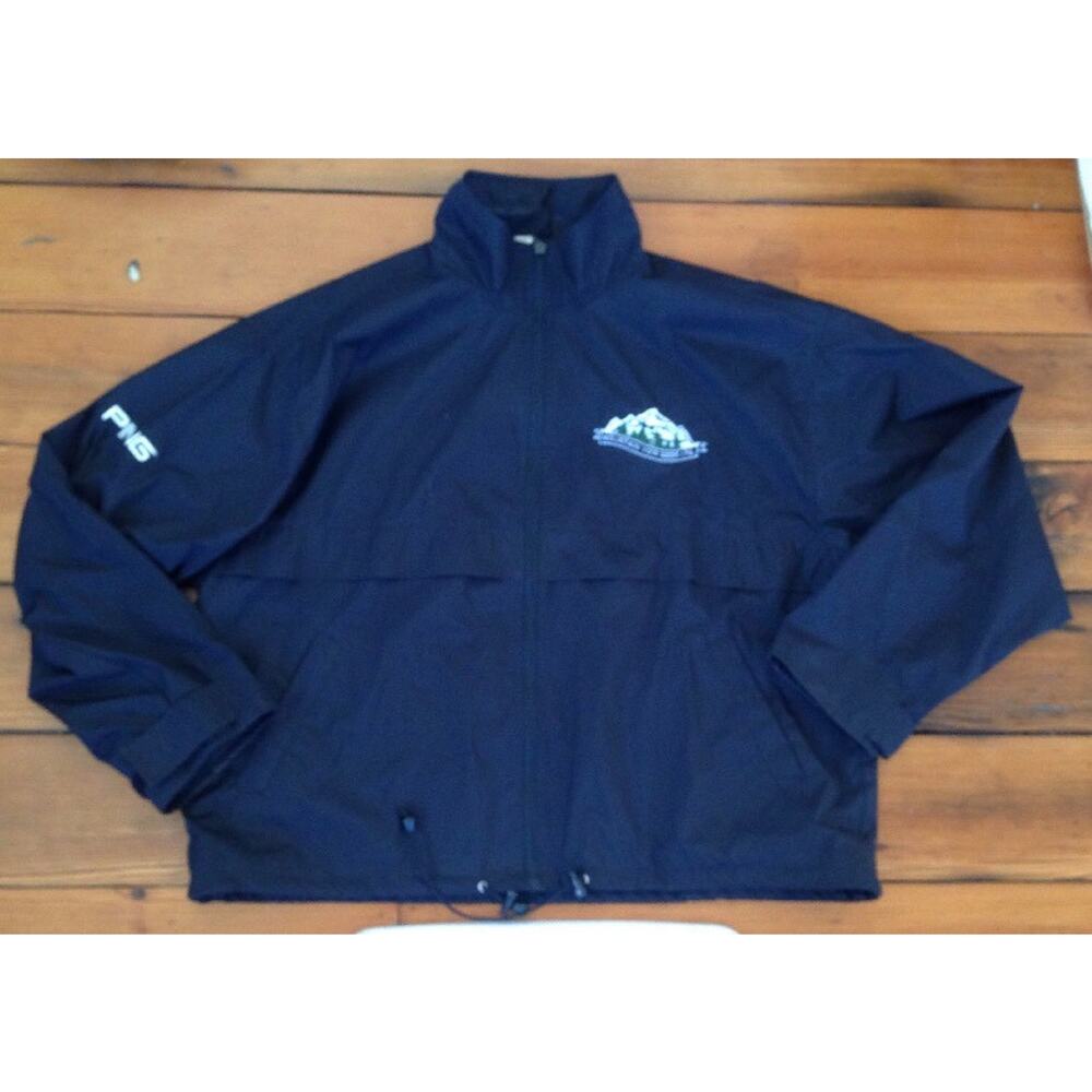 Ping Black Mountain View Seeds Zip Parka Golf Jacket Coat Mens Quick Dry L 55"